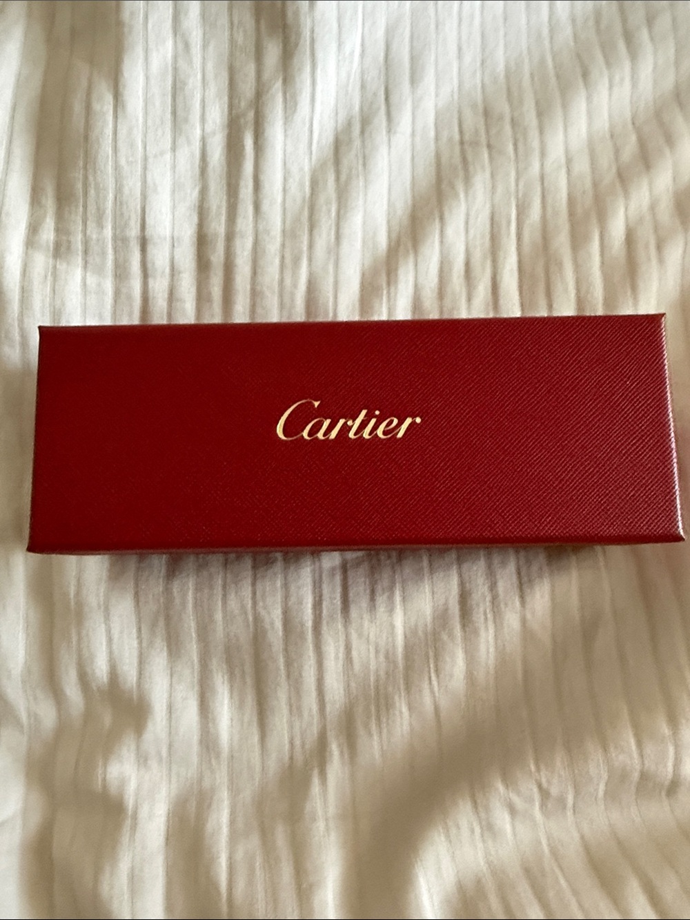 Authentic New Cartier Red Glasses Box with Gold Script